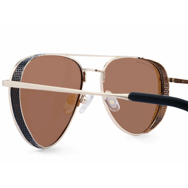 product variation OPTIC NERVE Unisex Shakedown Matte Gold/Matte Black Metal Sunglasses with Polarized Brown Lens Silver Mirror (22826) image