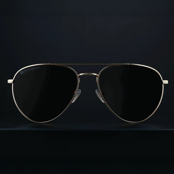 product variation OPTIC NERVE Unisex Shakedown Matte Gold/Matte Black Metal Sunglasses with Polarized Brown Lens Silver Mirror (22826) image