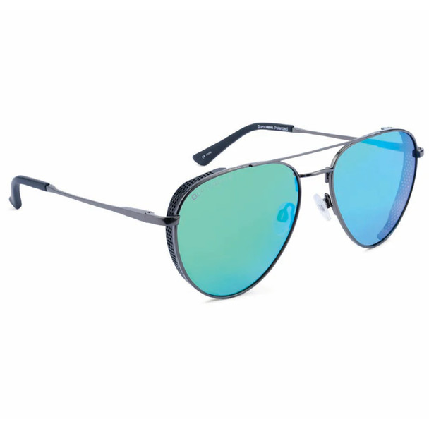 product variation OPTIC NERVE Unisex Shakedown Matte Gunmetal/Matte Black Metal Sunglasses with Polarized Smoke Lens Green Mirror (22827) image