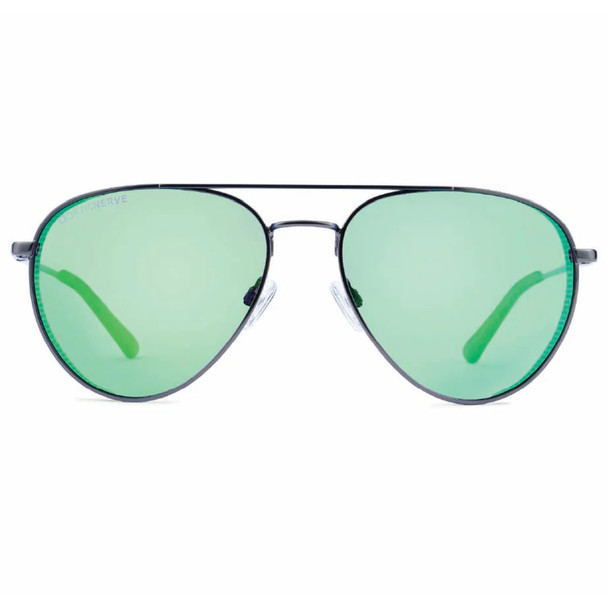 product variation OPTIC NERVE Unisex Shakedown Matte Gunmetal/Matte Black Metal Sunglasses with Polarized Smoke Lens Green Mirror (22827) image