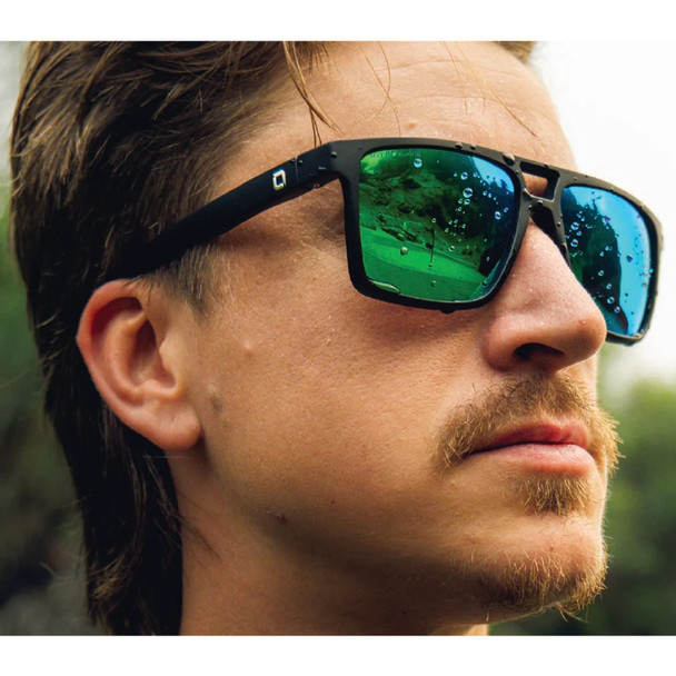 product variation OPTIC NERVE Unisex Larimer Matte Black Sport Sunglasses with Hydroglare Polarized Brown Lens Green Mirror (22884) image