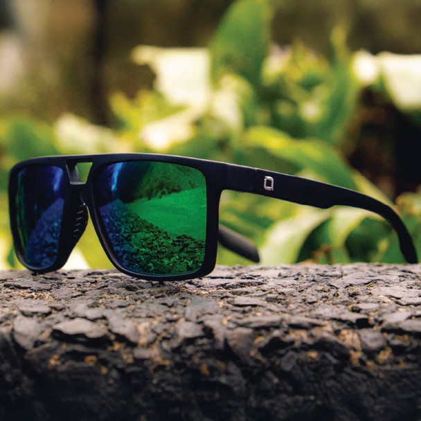 product variation OPTIC NERVE Unisex Larimer Matte Black Sport Sunglasses with Hydroglare Polarized Brown Lens Green Mirror (22884) image