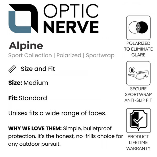 product variation OPTIC NERVE Unisex Alpine Matte Black Frame with Polarized Smoke Lens Sunglasses (22844) image