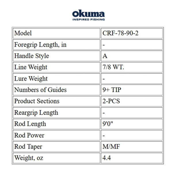 product variation OKUMA Crisium 9'0" M/MF Fly Rod (CRF-78-90-2) image