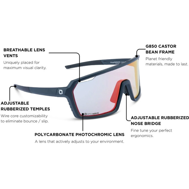 product variation OPTIC NERVE FixiePHENOM 2.0 Matte Gray with Photochromic Smoke Lens Red Mirror Sunglasses (22813) image