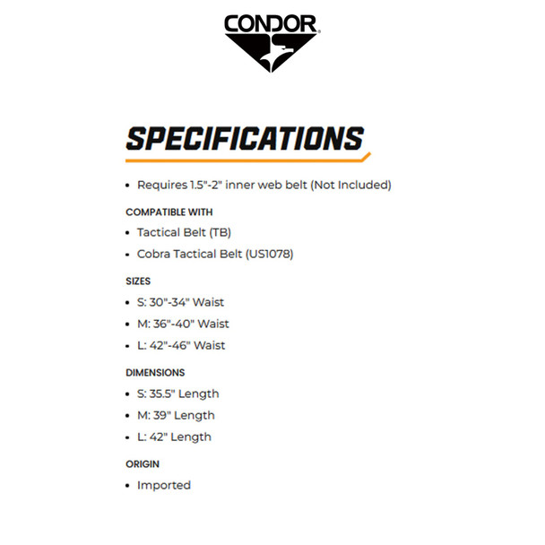 product variation CONDOR OUTDOOR Black Slim Battle Belt, M (121160-002-M) image