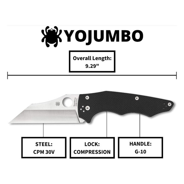 product variation SPYDERCO YoJumbo 3.98in PlainEdge G-10 Black Folding Knife (C253GP) image