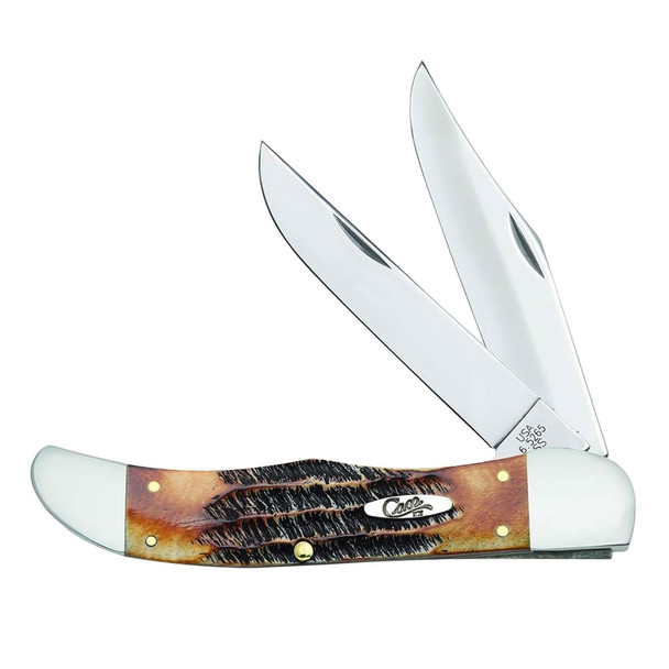 product variation CASE XX Folding Hunter 6.5 BoneStag 2-Blade Pocket Knife with Leather Sheath (03574) image