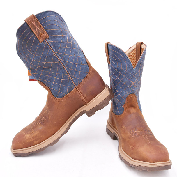 product variation Open Box (Great condition, limited use): TWISTED X Men's 11" UltraLite X™ Work Boot, Color: Mocha & Denim, Size: 12, Width: EE (MULN004-EE-12) image