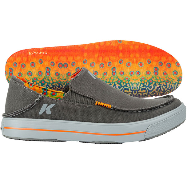 product variation Open Box (Damaged package): KORKERS Fish Moc Brook Trout w/ Fixed Kling-On Deck Soles, Blue, Size 13 (OS2200BO-13_2) image