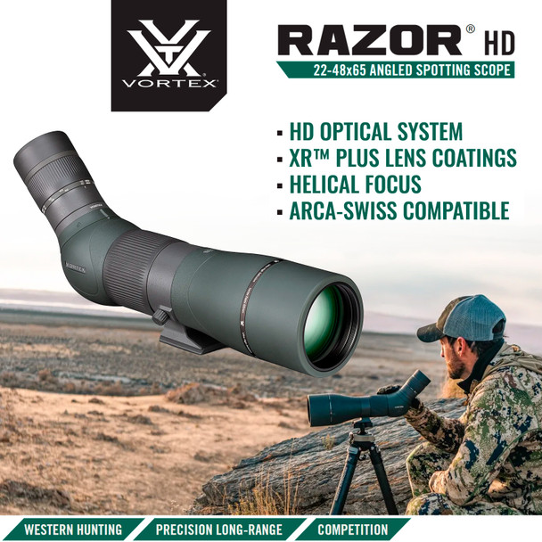 product variation VORTEX Razor HD 22-48x65 Angled Spotting Scope w/ Pro Car Window Mount & Men's Flexfit Cap image
