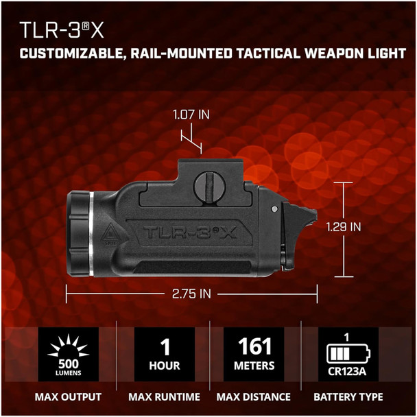 product variation STREAMLIGHT TLR-3X 500-Lumen Black Tactical Weapon Light for 1913 Subcompact Handguns (59100) image