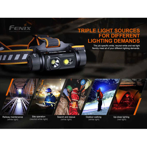 product variation FENIX HM70R 1600 Lumens Black Rechargeable Headlamp (HM70R) image