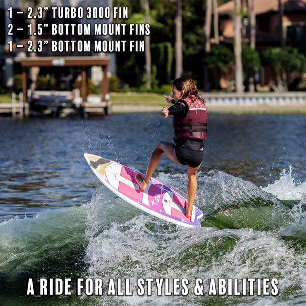 product variation RONIX Girl's Fish Sonic 3'9" Pink Splash Wakesurf Board (252403) image