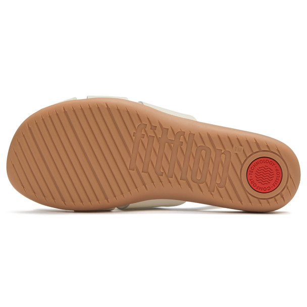 product variation Open Box (Damaged package): FITFLOP Solay Waterproof-Leather Woven Slides, Color: Cream, Size: 10 (A6A-477-080) image