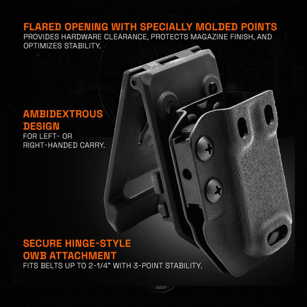 product variation GRITR Ambi IWB/OWB Mag Carrier - Fits 9mm/.357/.40 Cal Double-Stack Handgun Mags image