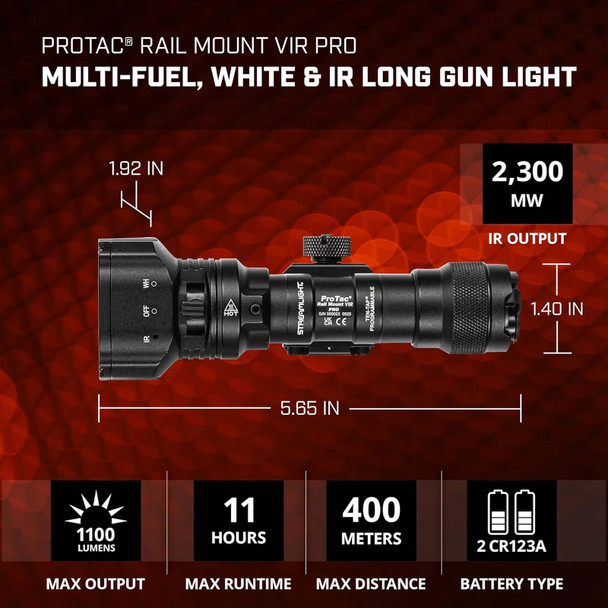 product variation STREAMLIGHT ProTac Rail Mount VIR Pro Multi-Fuel White and IR Long Gun Light (88138) image