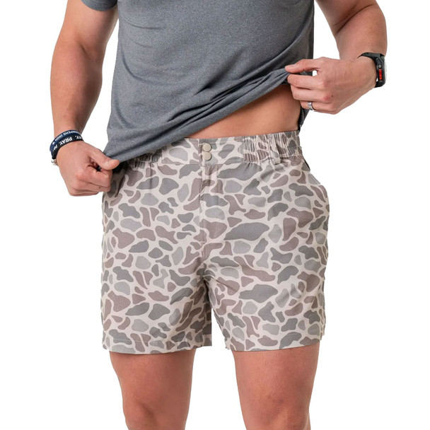 product variation Burlebo men's Classic Deer Camo 5.5 inch everyday shorts, unlined with zip back pockets image