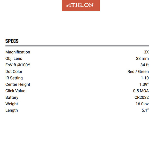 product variation ATHLON OPTICS Midas TSP3 Red/Green Reticle Prism Scope (403024) image