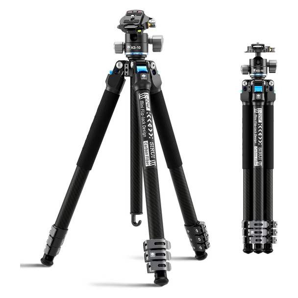 product variation SIRUI L-Series One-Hand Control Mini Flip Lock Carbon Fiber Photo Tripod Kit (L-224F+KS-10) image
