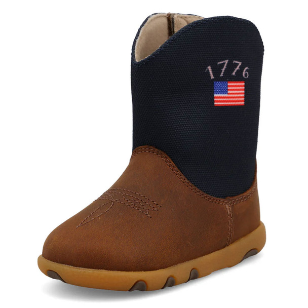product variation TWISTED X Infant's Driving Moc Mocha/Navy/American Flag Boots (ICA0052) image