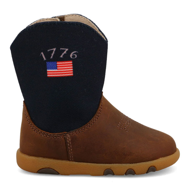 product variation TWISTED X Infant's Driving Moc Mocha/Navy/American Flag Boots (ICA0052) image