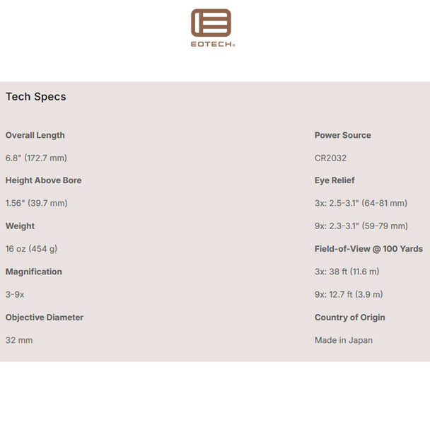 product variation EOTECH Vudu 3-9x32mm SFP MR5 Reticle Tan Ultra-Short Riflescope (VDU3-9MR5TAN) image