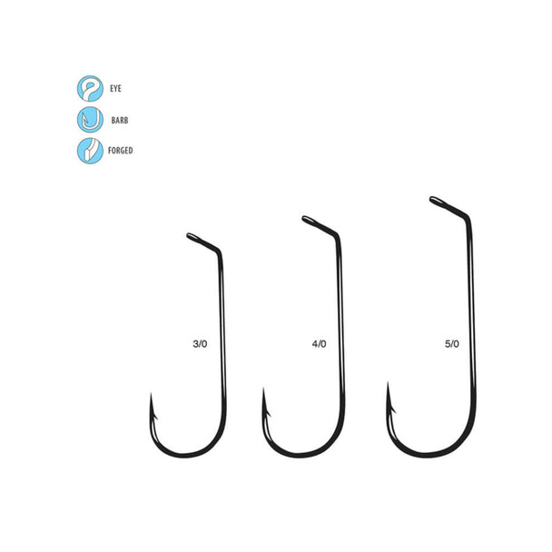 product variation GAMAKATSU 25-Pack Jig 60 Round Bend Light Wire Flat Eye Size 3/0 NS Black Hooks (61413-25) image