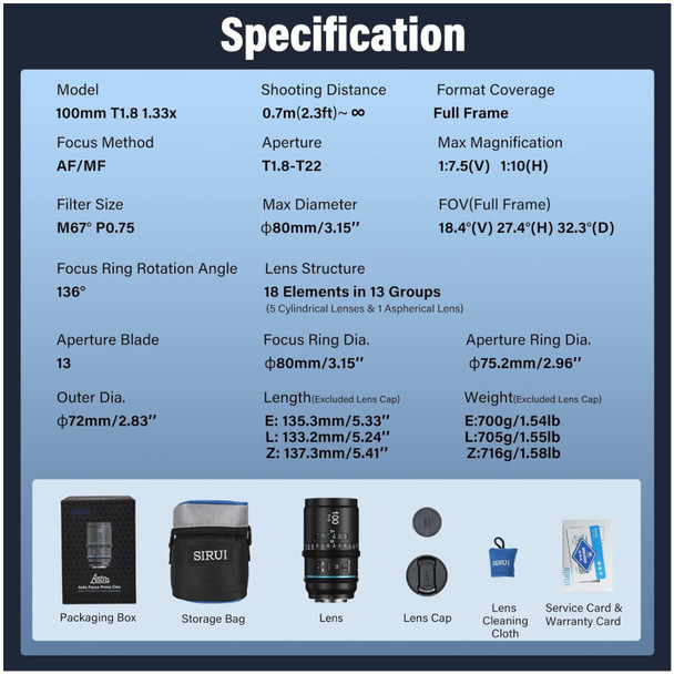 product variation E Mount | Blue Flare | 100mm Focal Length image