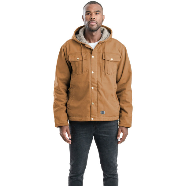 product variation Berne HJ57 brown duck vintage washed hooded jacket with sherpa lined body image