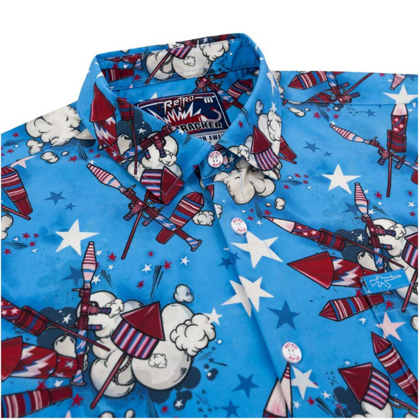 product variation RETRO RIFLE Men's Firecracker Blue Button Down Shirt (43799411) image