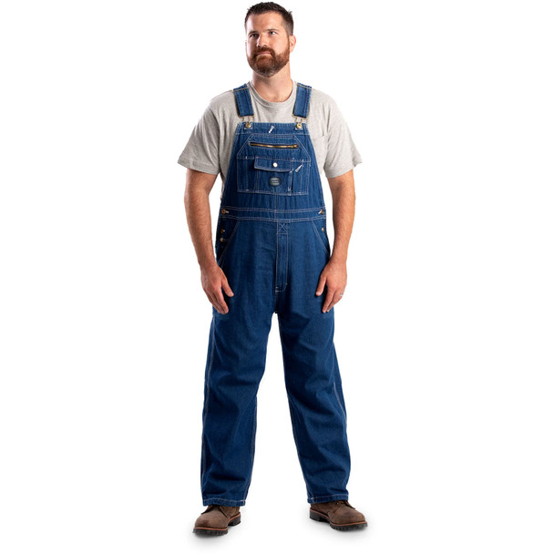 product variation Berne B913 vintage washed unlined denim bib overall with hammer loop and tool pockets image