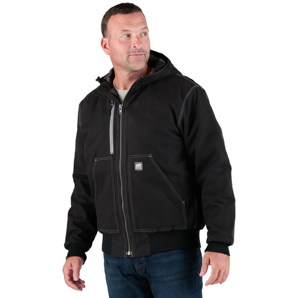 product variation Berne HJ61 black Highland sanded duck hooded work jacket with rain blocker hood image