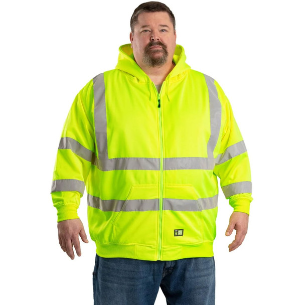 product variation BERNE Men's Hi Vis Class 3 Yellow Thermal-Lined Hooded Sweatshirt (HVF021YW) image