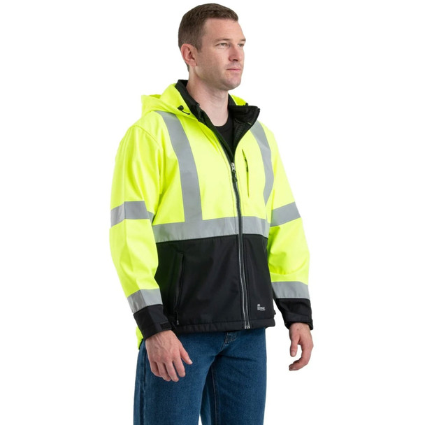 product variation BERNE Men's Hi Vis Class 3 Yellow Hooded Softshell Jacket (HVJS206YW) image