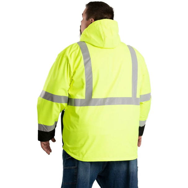 product variation BERNE Men's Hi Vis Class 3 Yellow Hooded Softshell Jacket (HVJS206YW) image
