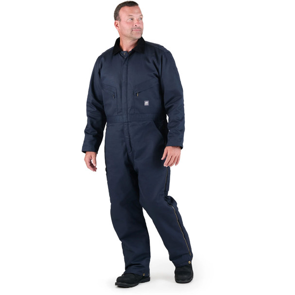 product variation Berne I414 navy twill insulated coverall with full-length brass leg zippers image