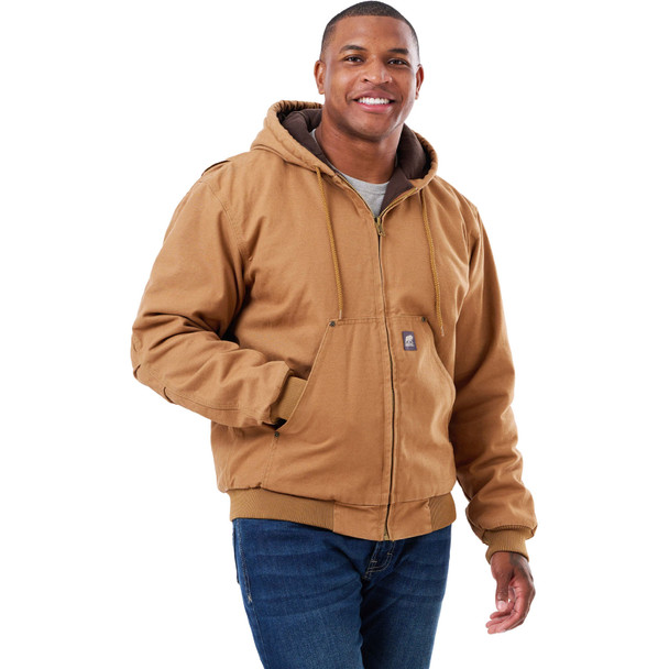 product variation Berne HJ375 Brown Duck Heartland washed duck hooded work jacket with knit storm cuffs image