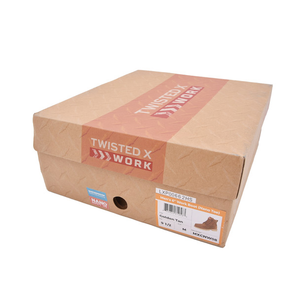 product variation Open Box (Great condition, limited use): TWISTED X Men's 6" Work Boot, Color: Golden Tan, Size: 9.5, Width: M (MXCNW08-M-09.5) image