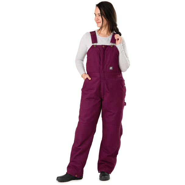 product variation Berne WB515 Plum women's Softstone duck insulated bib overall with hammer loop image