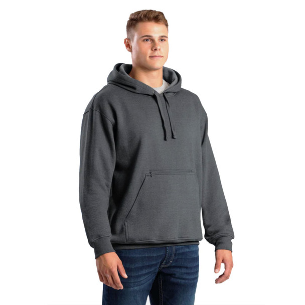 product variation Berne SP418 Graphite hooded pullover sweatshirt with concealed zip pouch pocket image