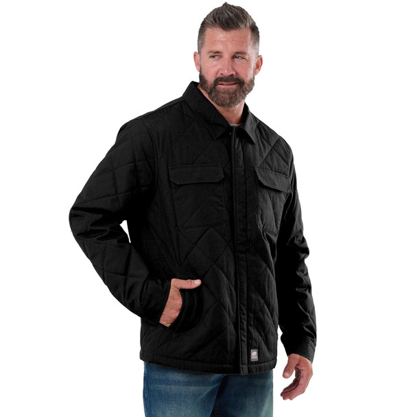 product variation Berne SH42 black men's quilted water repellent shirt jacket image
