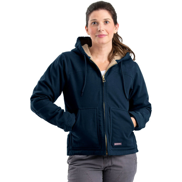 product variation Berne WHJ43 Midnight Rain women's Softstone duck sherpa-lined hooded work jacket image