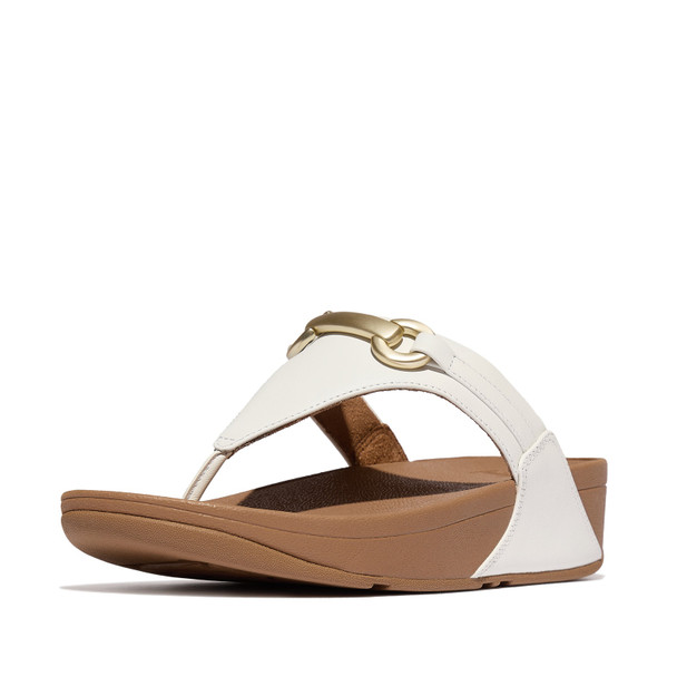 product variation Open Box (Damaged package): FITFLOP Lulu Chunky-Snaffle Leather Toe-Post Sandals, Color: Urban White, Size: 5 (HY7-194-030) image