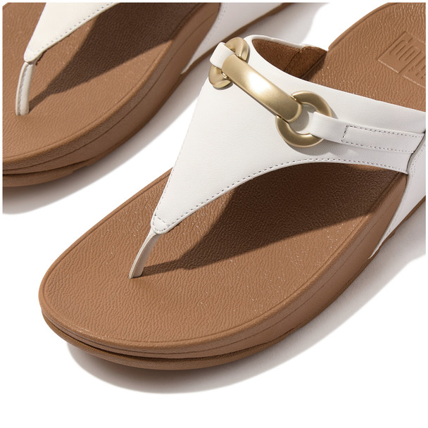 product variation Open Box (Damaged package): FITFLOP Lulu Chunky-Snaffle Leather Toe-Post Sandals, Color: Urban White, Size: 5 (HY7-194-030) image