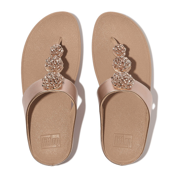 product variation Open Box (Damaged package): FITFLOP Fino Beadie-Button Metallic Toe-Post Sandals, Color: Metallic Classic Beige, Size: 10 (IU1-C90-080) image