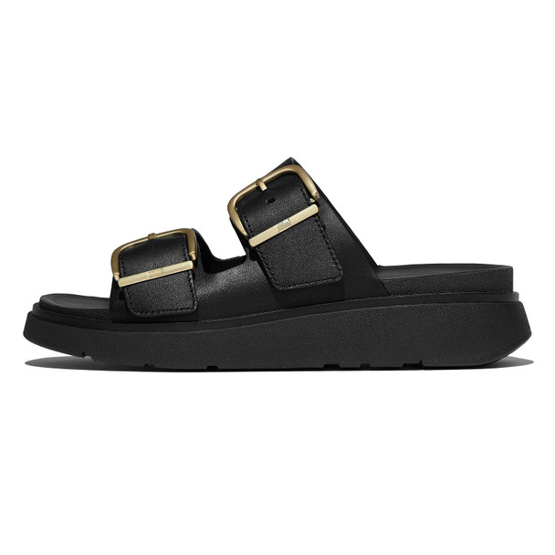 product variation Open Box (Damaged package): FITFLOP Gen-Ff Buckle Two-Bar Leather Slides, Color: Black, Size: 8 (B1J-001-060) image