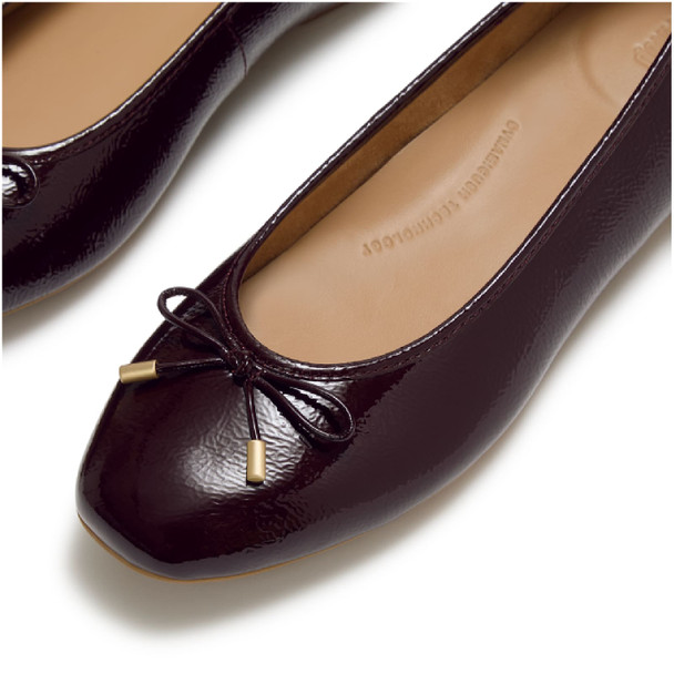 product variation Open Box (Damaged package): FITFLOP Delicato Bow Textured Patent-Leather Ballet Flats, Color: Cherry, Size: 9 (A0K-D69-070) image