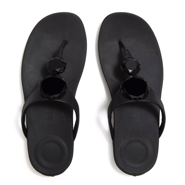 product variation Open Box (Damaged package): FITFLOP Solay Glossy-Disc Toe-Post Sandals, Color: Black, Size: 9 (A5W-001-070) image