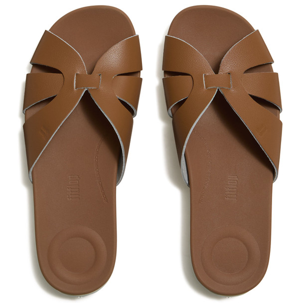 product variation Open Box (Damaged package): FITFLOP Solay Waterproof-Leather Woven Slides, Color: Desert Tan, Size: 8 (A6A-A69-060) image
